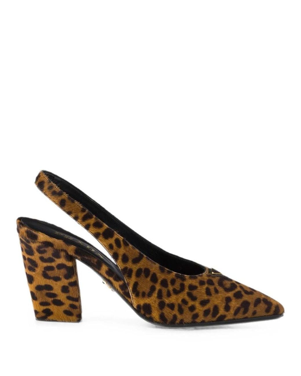 Prada Brown Printed Calf Hair Slingback Pumps
