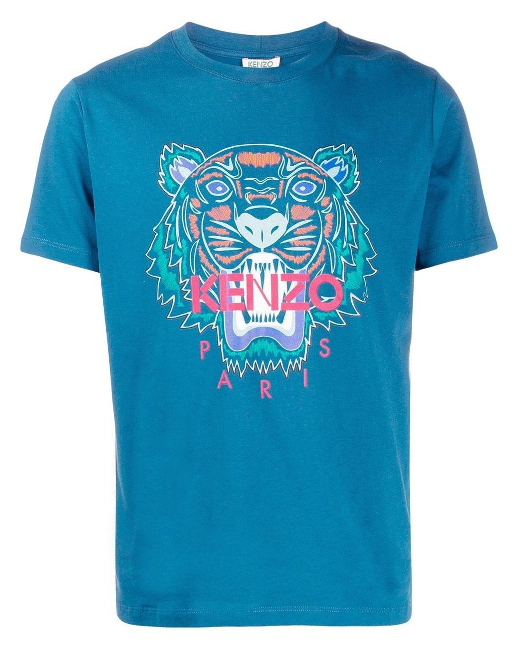 KENZO Cotton T-shirt Tiger in Blue for Men - Lyst