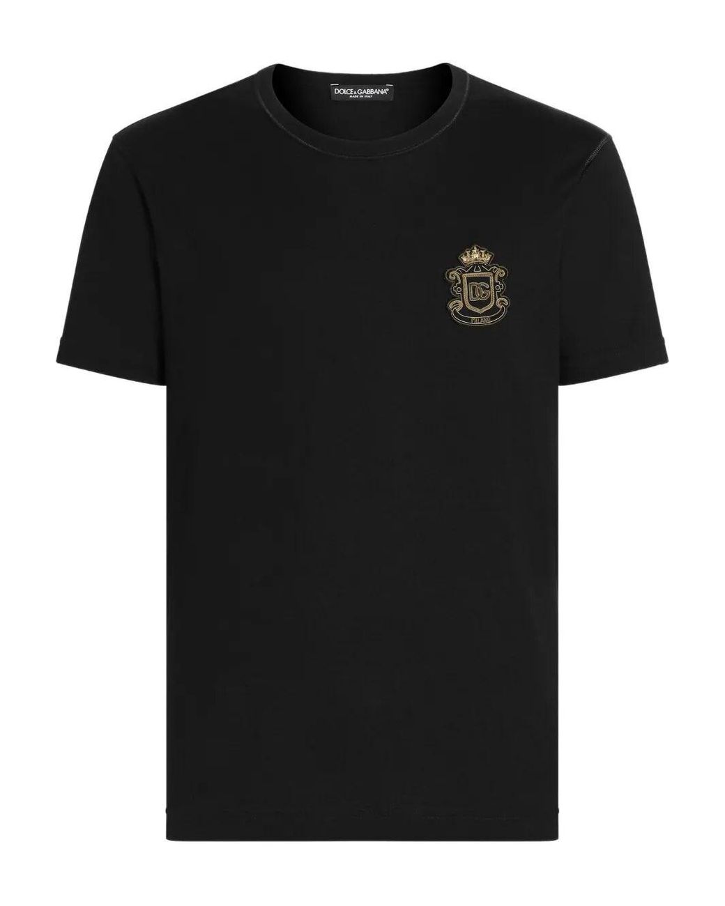 Dolce & Gabbana Black Dolce & Gabbana Cotton T-Shirt With Heraldic Patch for men