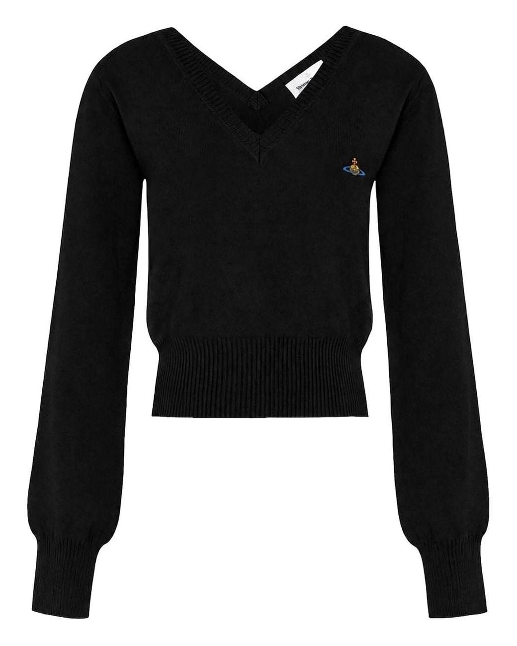 Vivienne Westwood Black Bea V-Neck Cashmere Blend Jumper