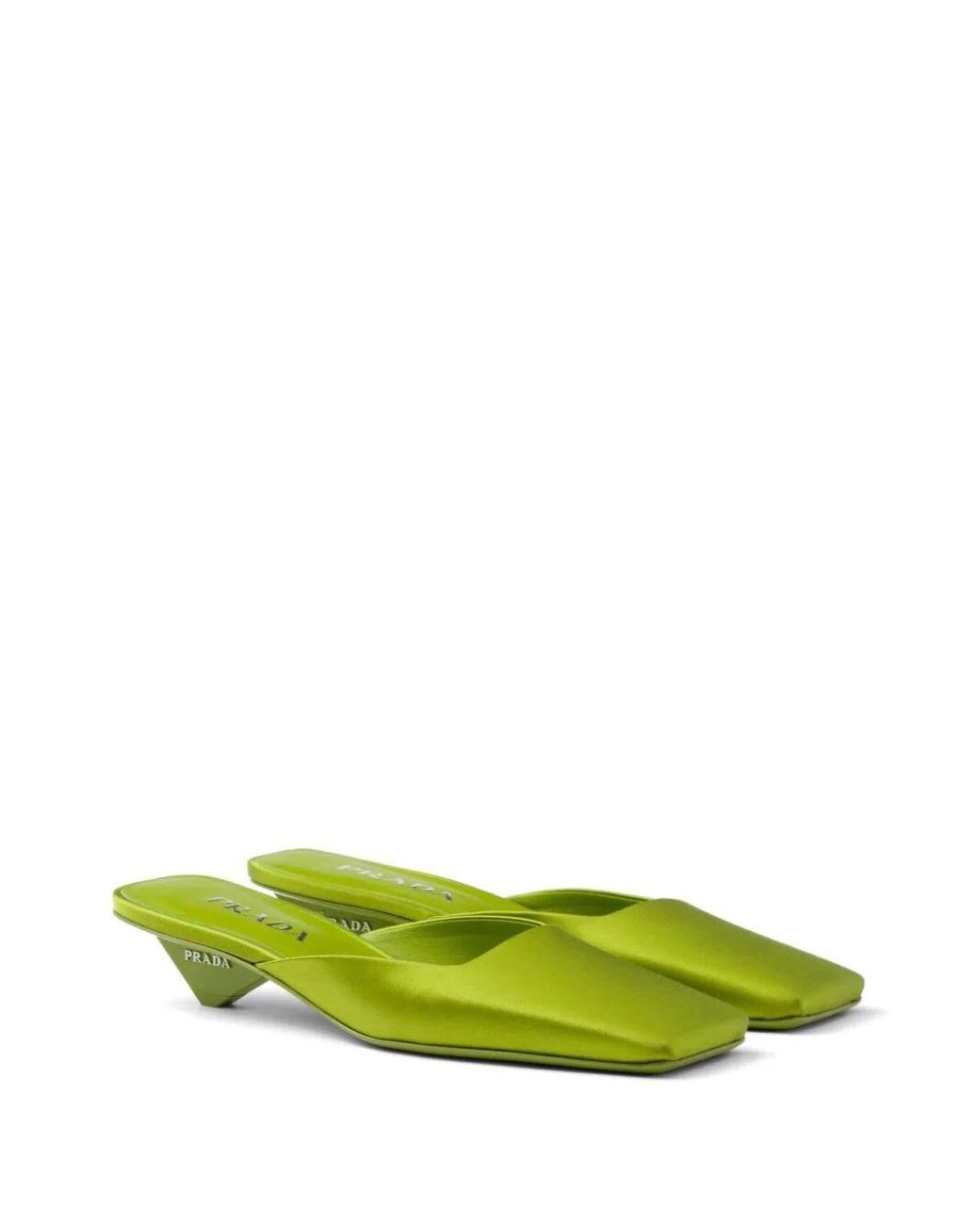Prada Square-toe Satin Mules in Green | Lyst Canada