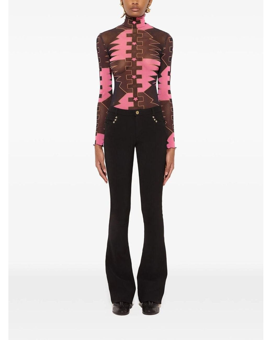 Emilio Pucci Red High-Neck Tulle Top