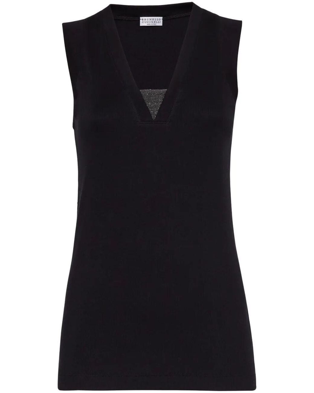 Brunello Cucinelli Black Cotton Blend Tank Top