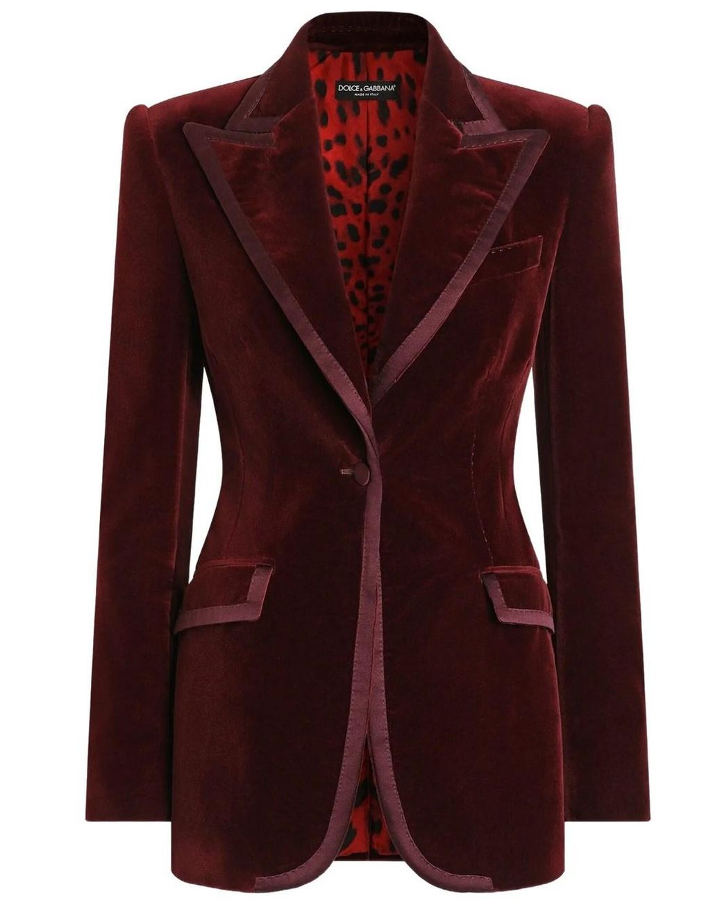 Dolce & Gabbana Purple Velvet Jacket With Leopard Print Lining