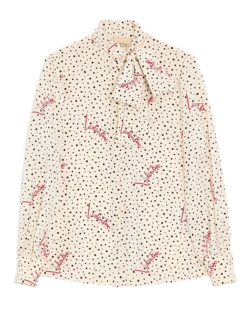 Valentino Garavani Natural Shirt In Crepe De Chine Bollicine Plusdepois
