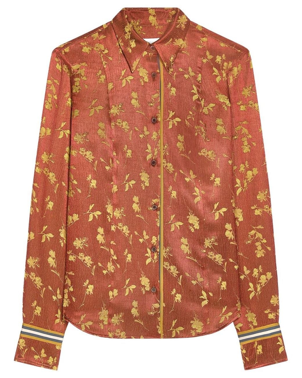 Dries Van Noten Orange Camicia Jacquard Floreale