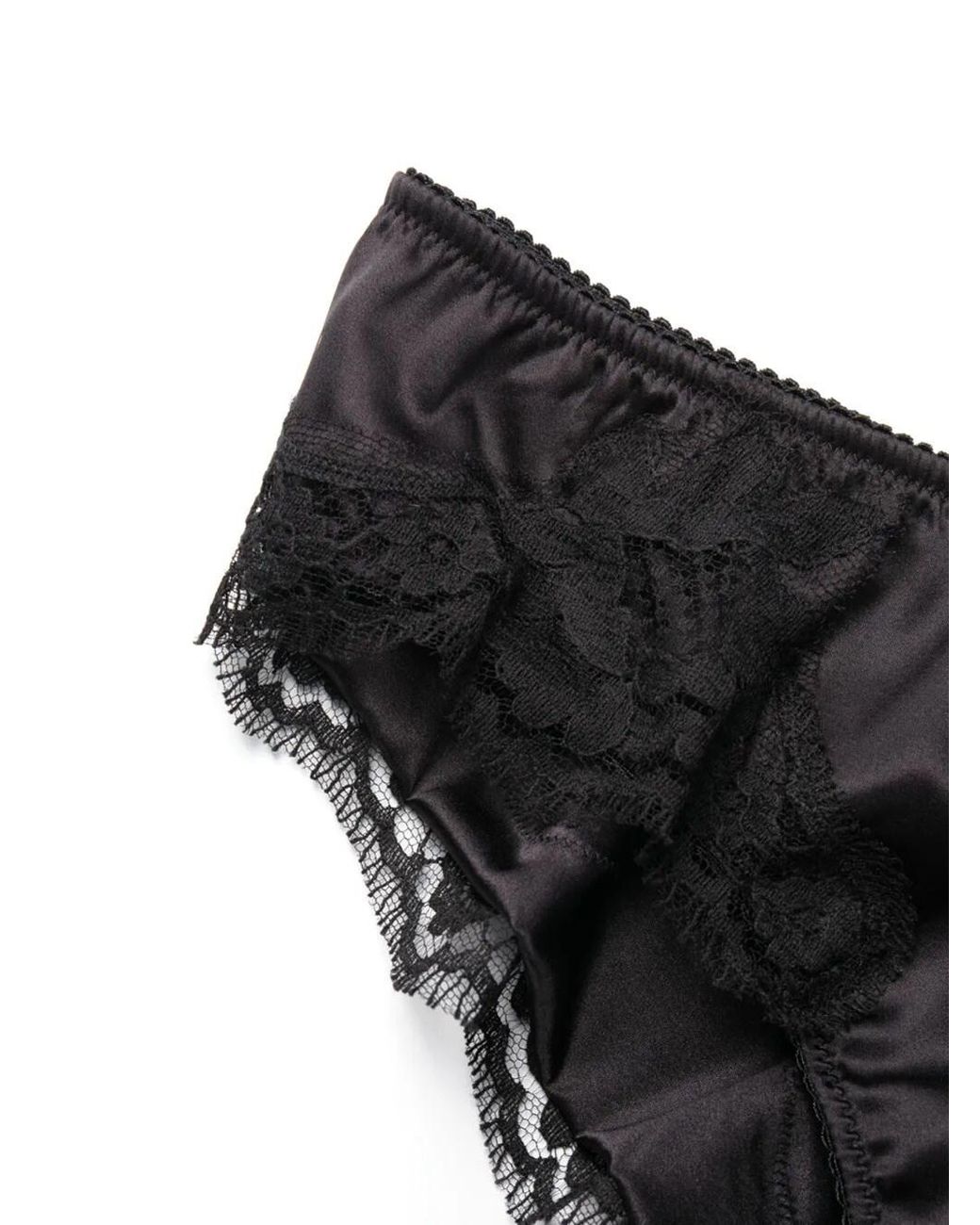 Dolce & Gabbana Black Dolce & Gabbana Satin Briefs With Lace Detailing