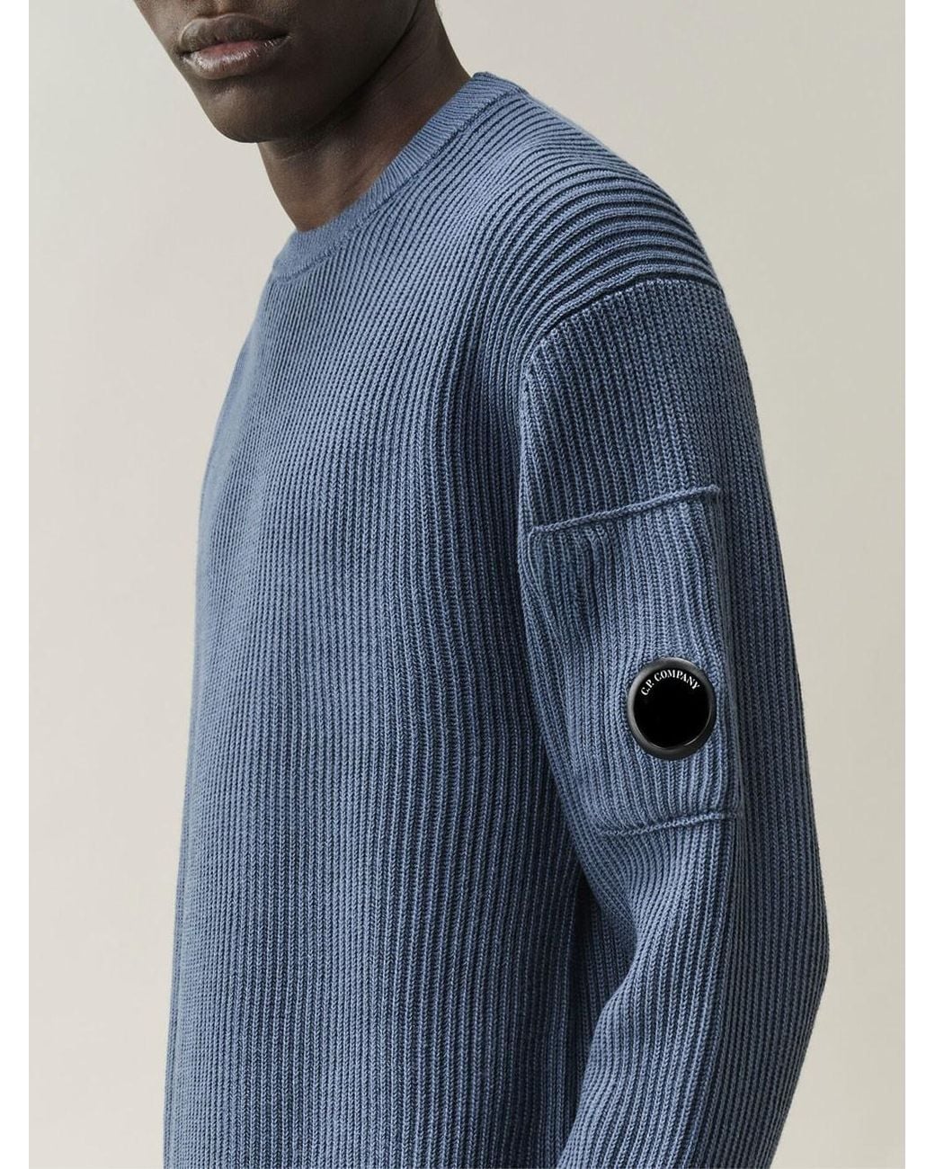C P Company Blue Lens Crewneck Sweater for men