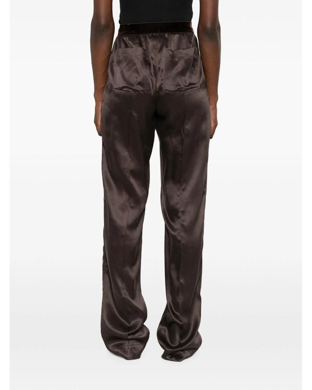 Tom Ford Brown Silk Satin Pajama Style Pants