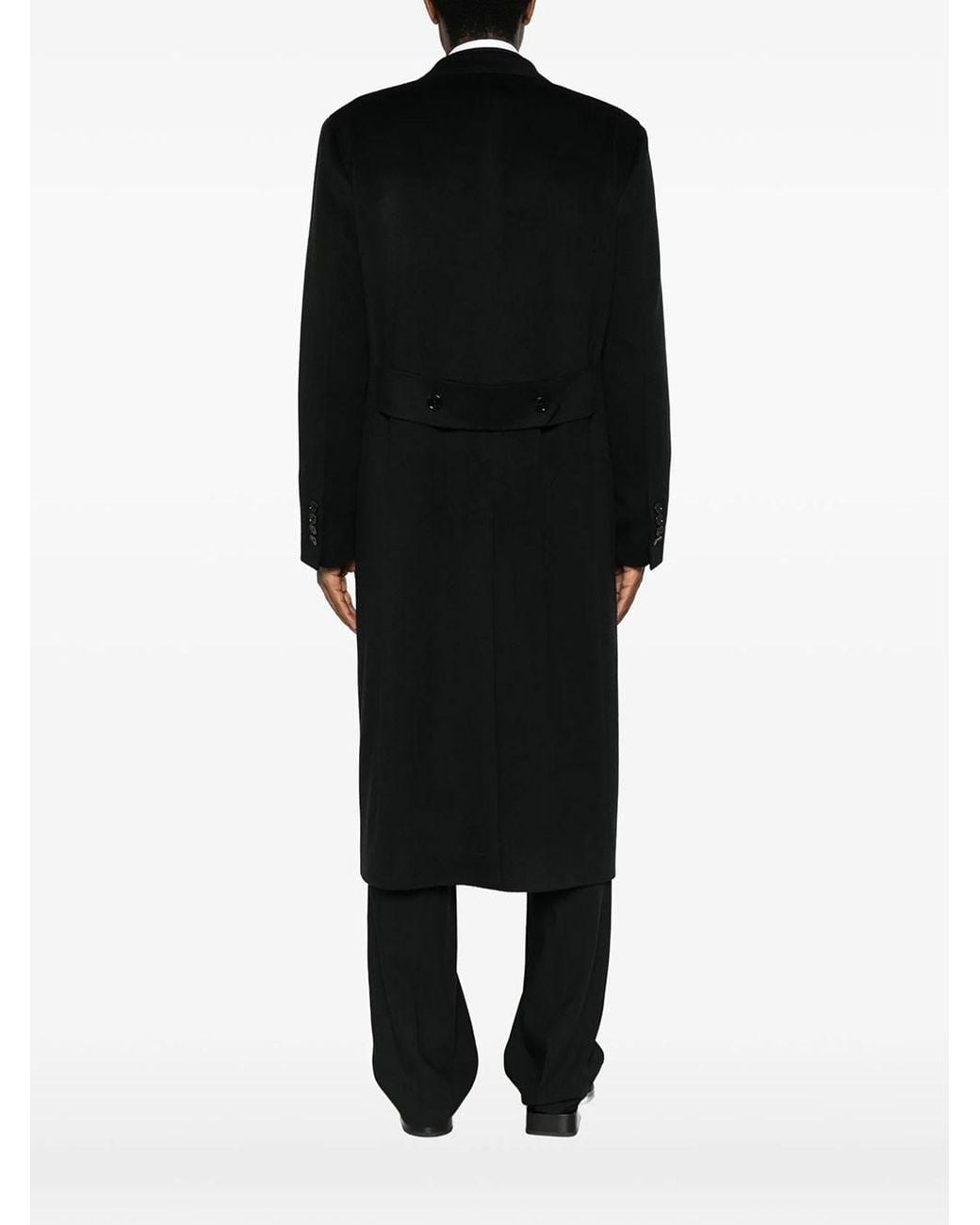 Dolce & Gabbana Black Double-Breasted Virgin Wool Coat for men