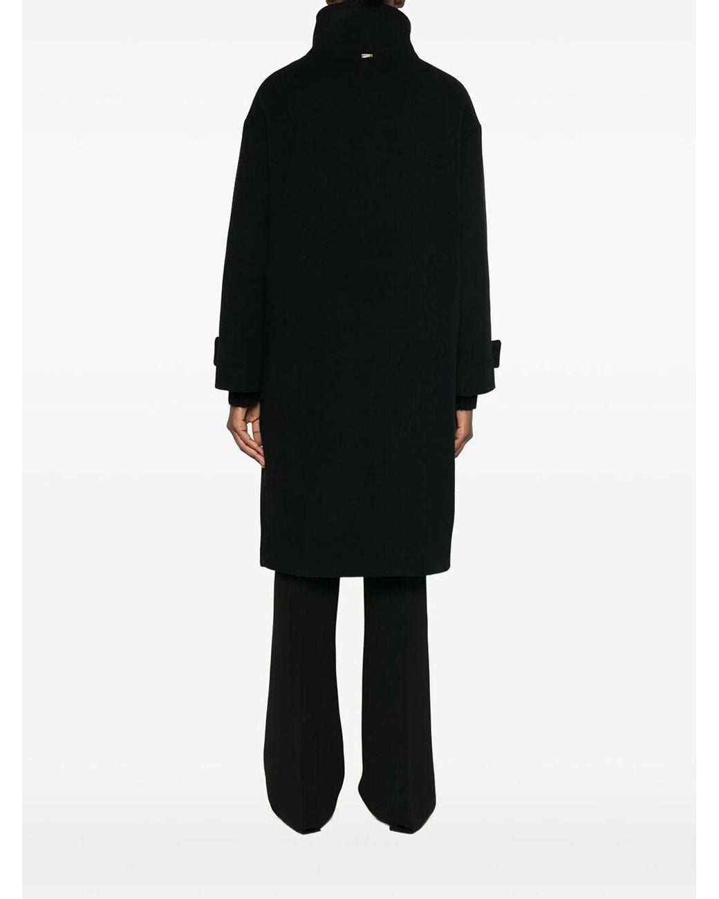 Herno Black Wool Coat With Padding Lining