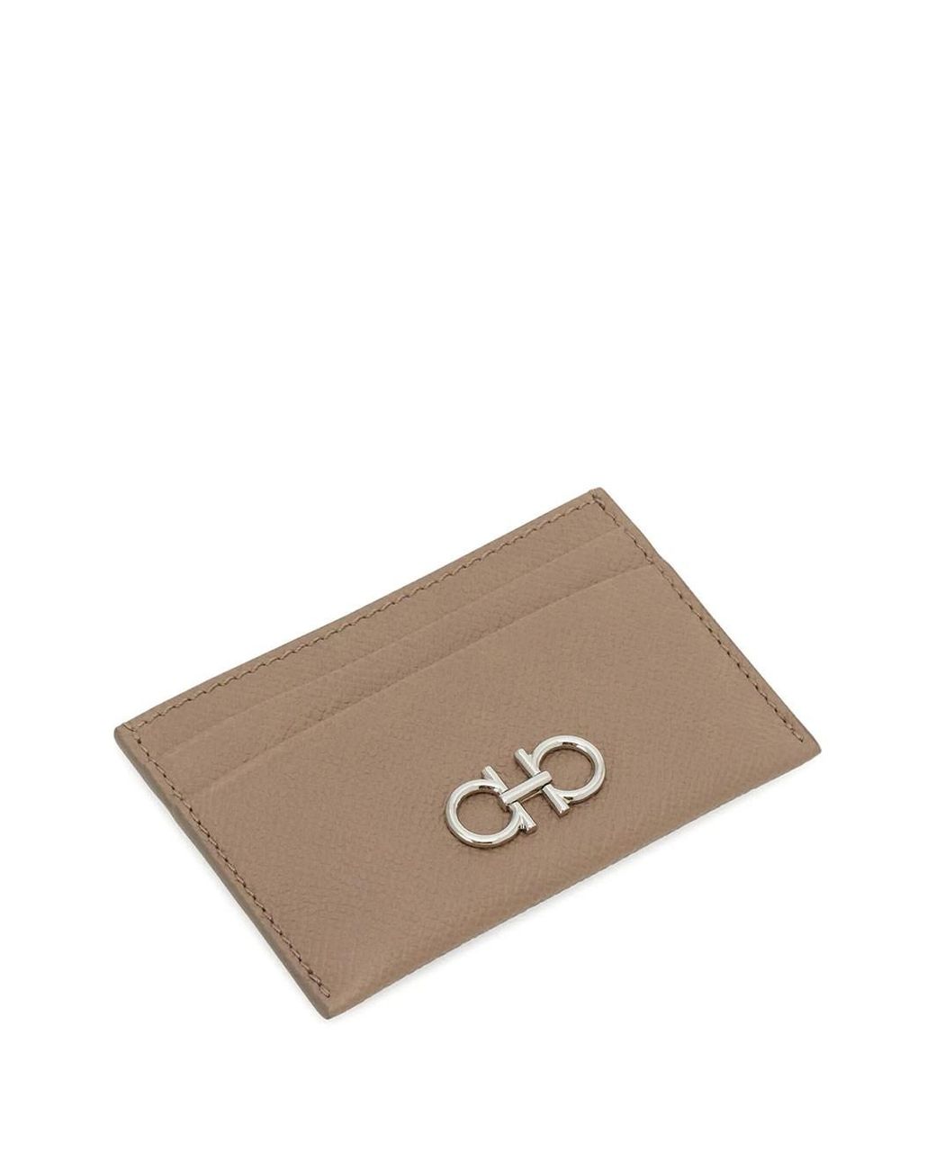 Ferragamo Brown Gancini Grained Leather Card Holder