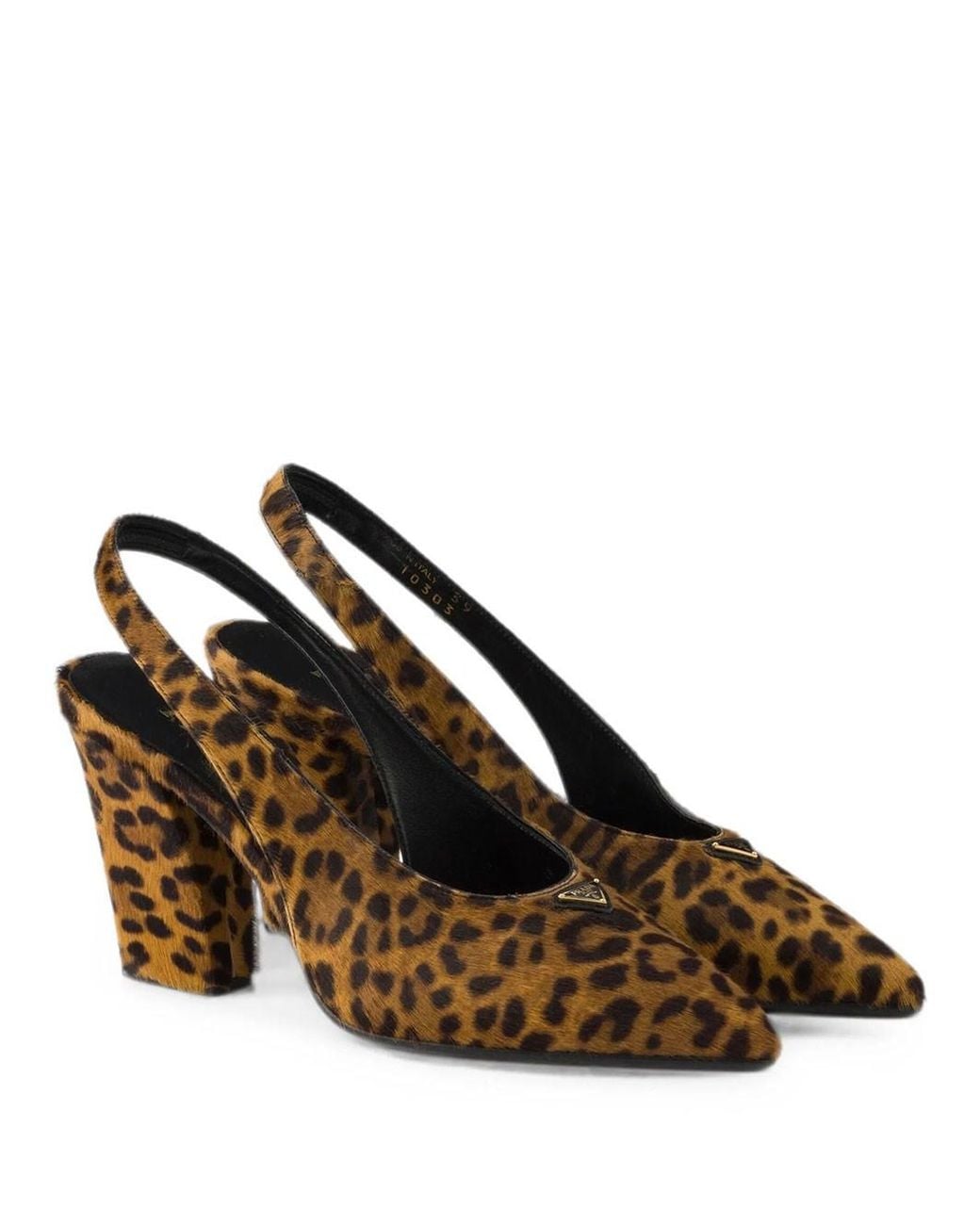 Prada Brown Printed Calf Hair Slingback Pumps