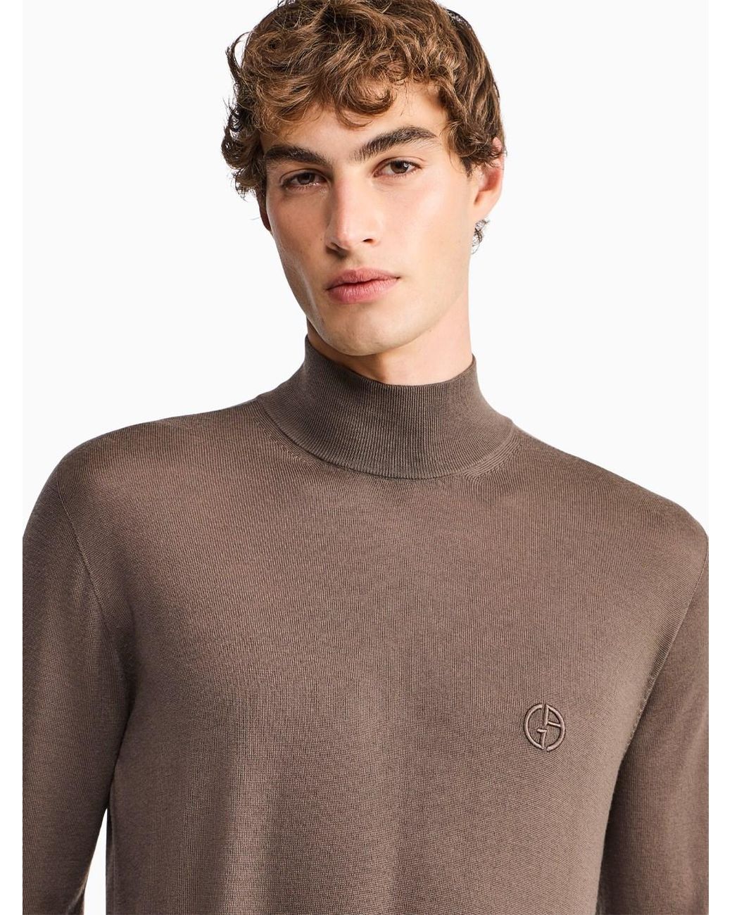 Giorgio Armani Brown Slim-Fit Sweater for men