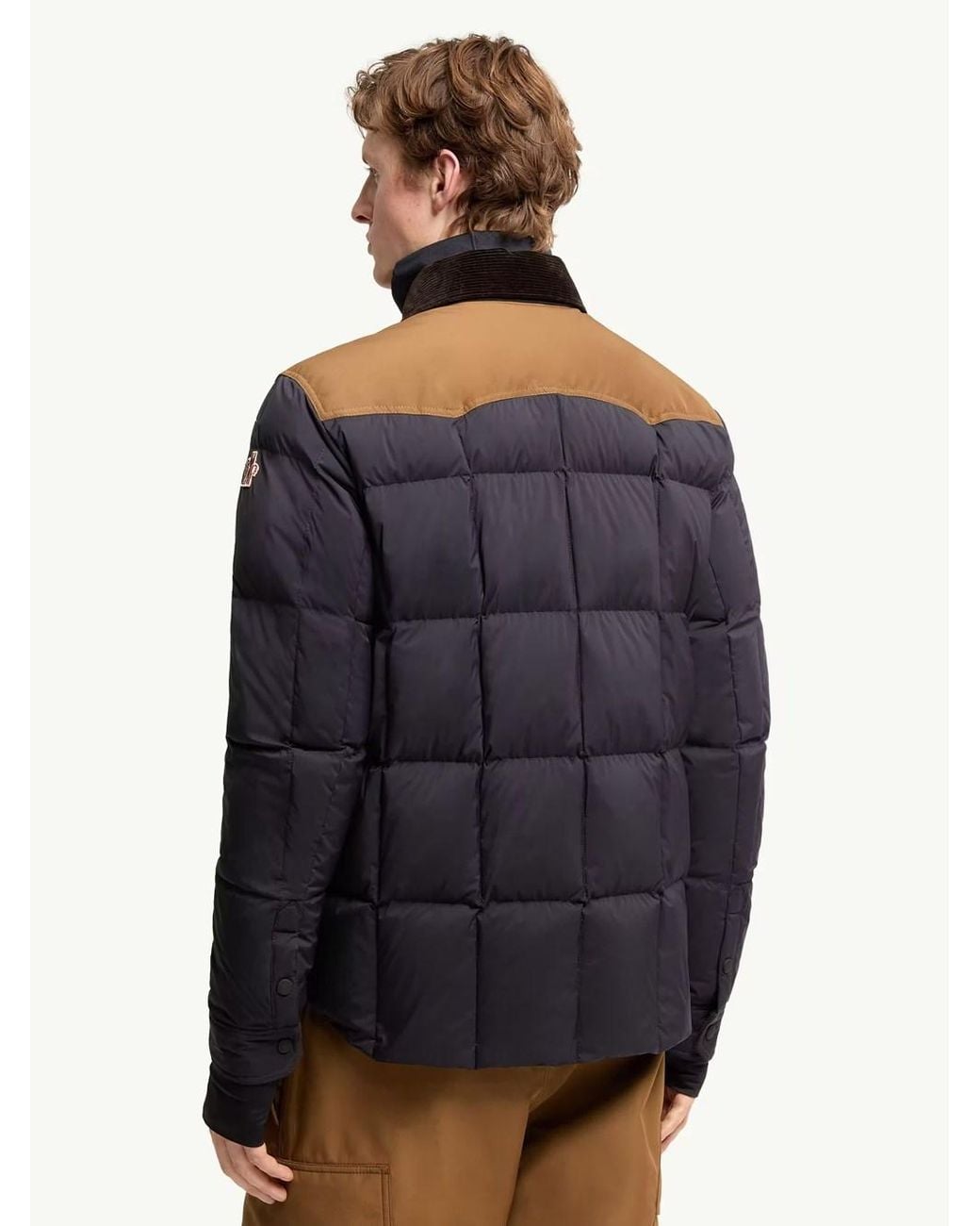 Moncler Blue Grenoble: Geltech Ski Down Jacket With Corduroy Trim for men