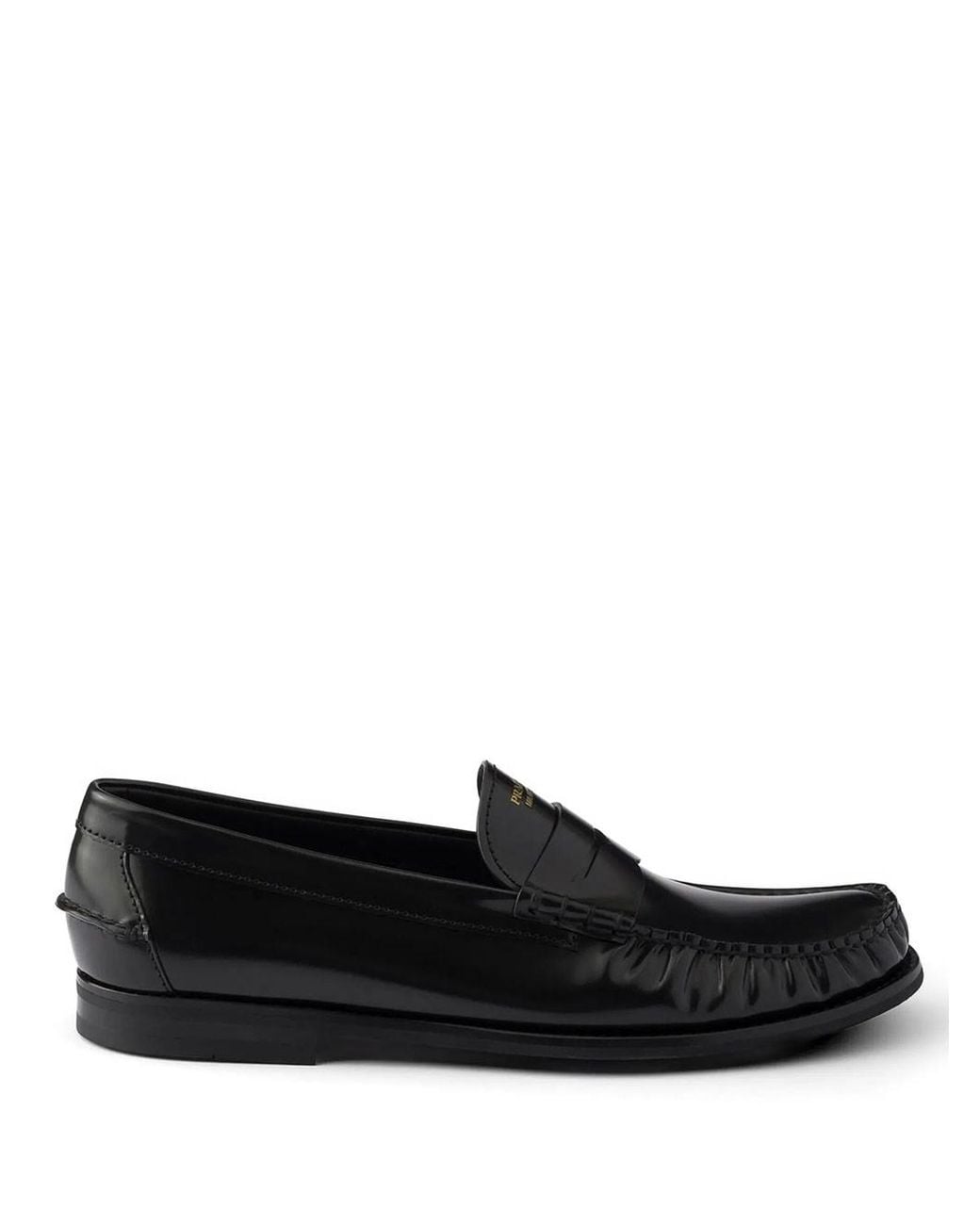 Prada Black Brushed Leather Loafers for men