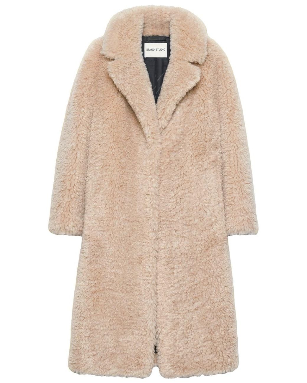 Stand Studio Natural Jazmin Coat In Faux Fur