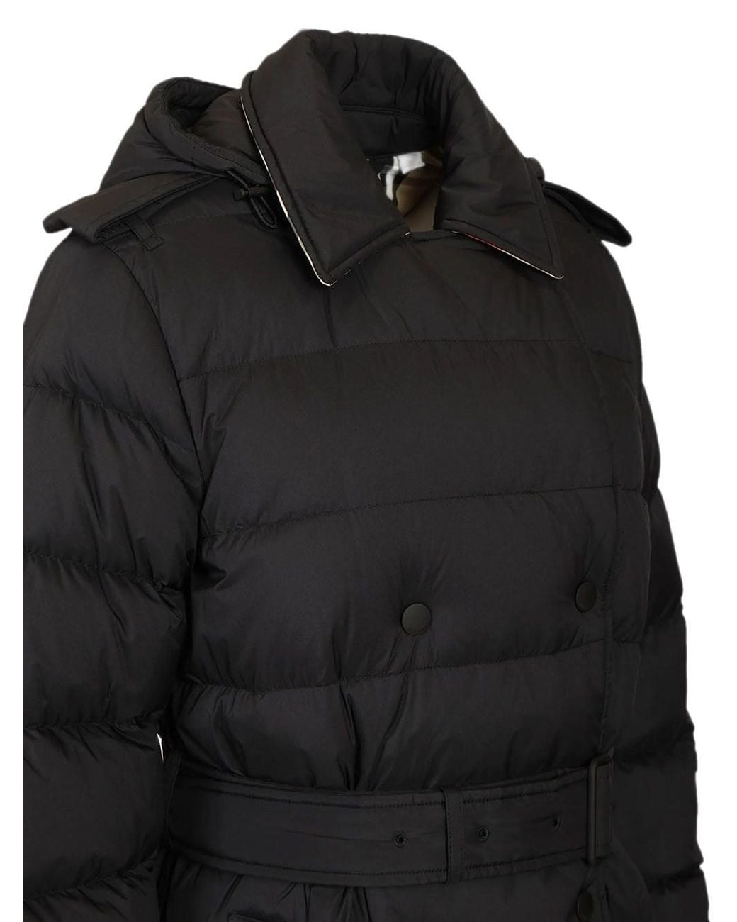 Burberry Black Belted Quilted Long Coat