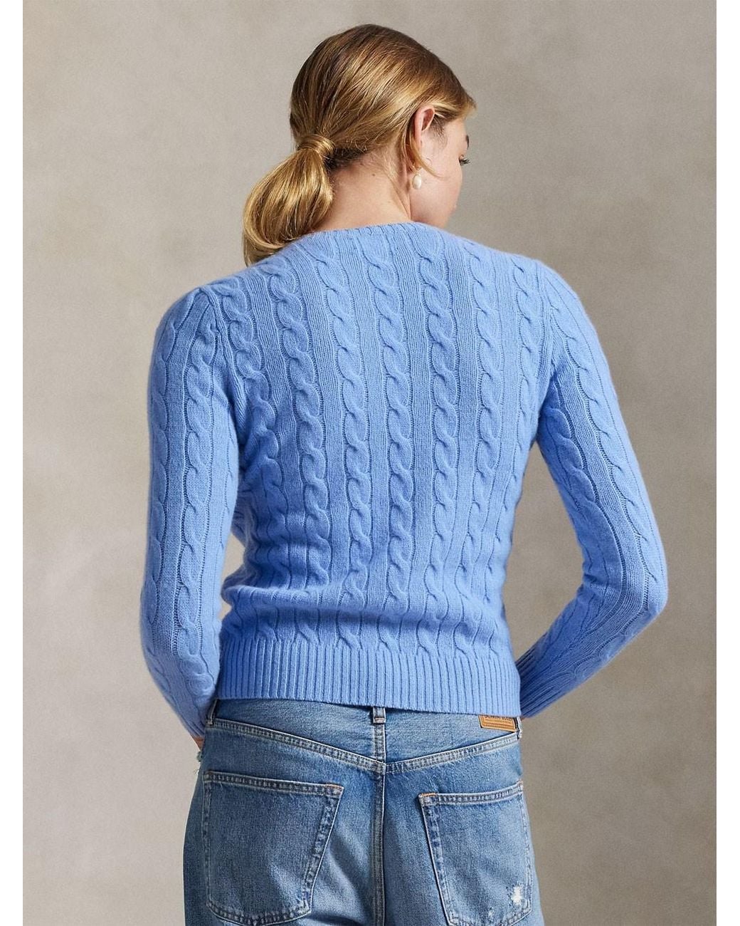 Polo Ralph Lauren Blue Cable Wool And Cashmere Crewneck Jumper for men