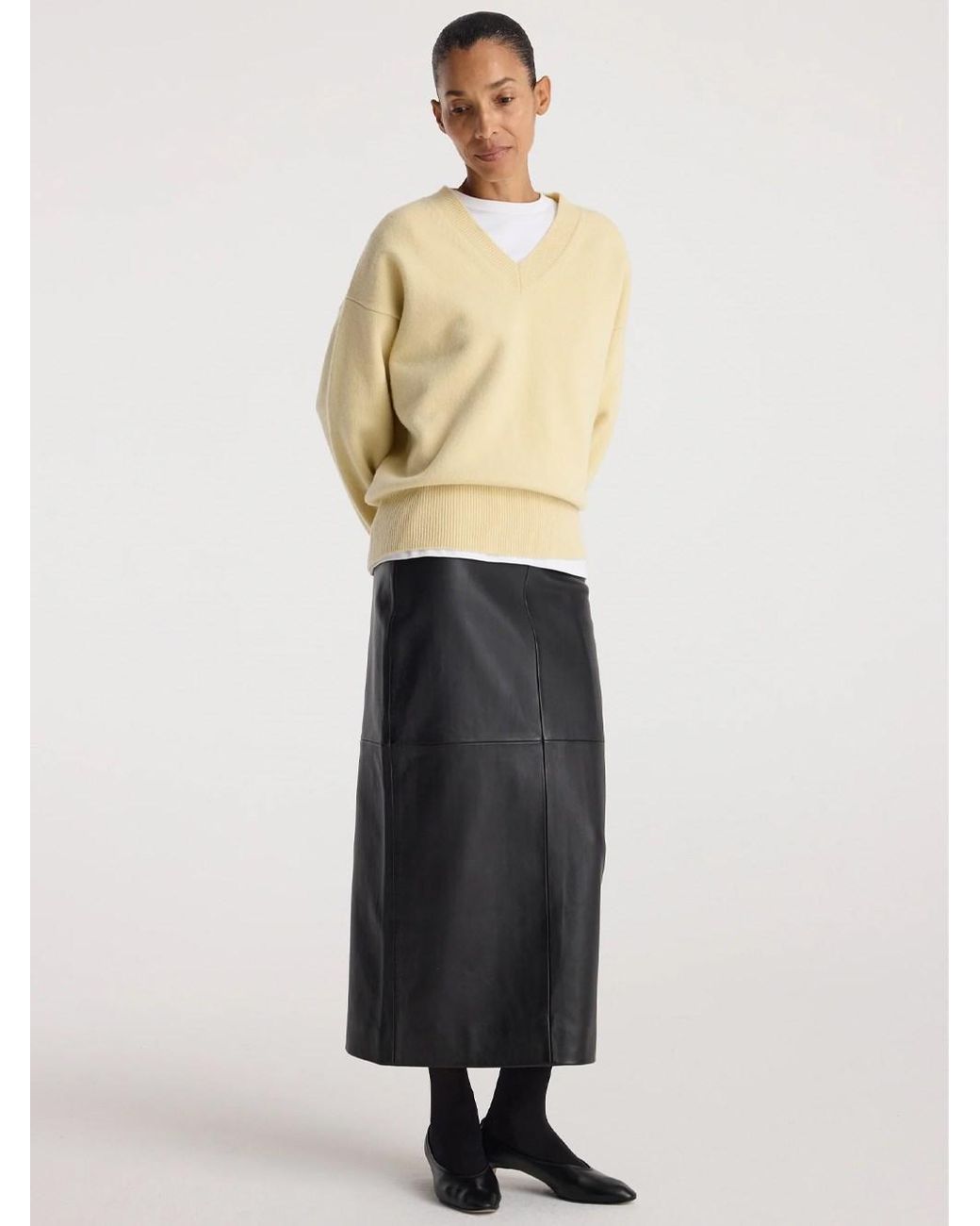 Rohe Black Leather Pencil Skirt