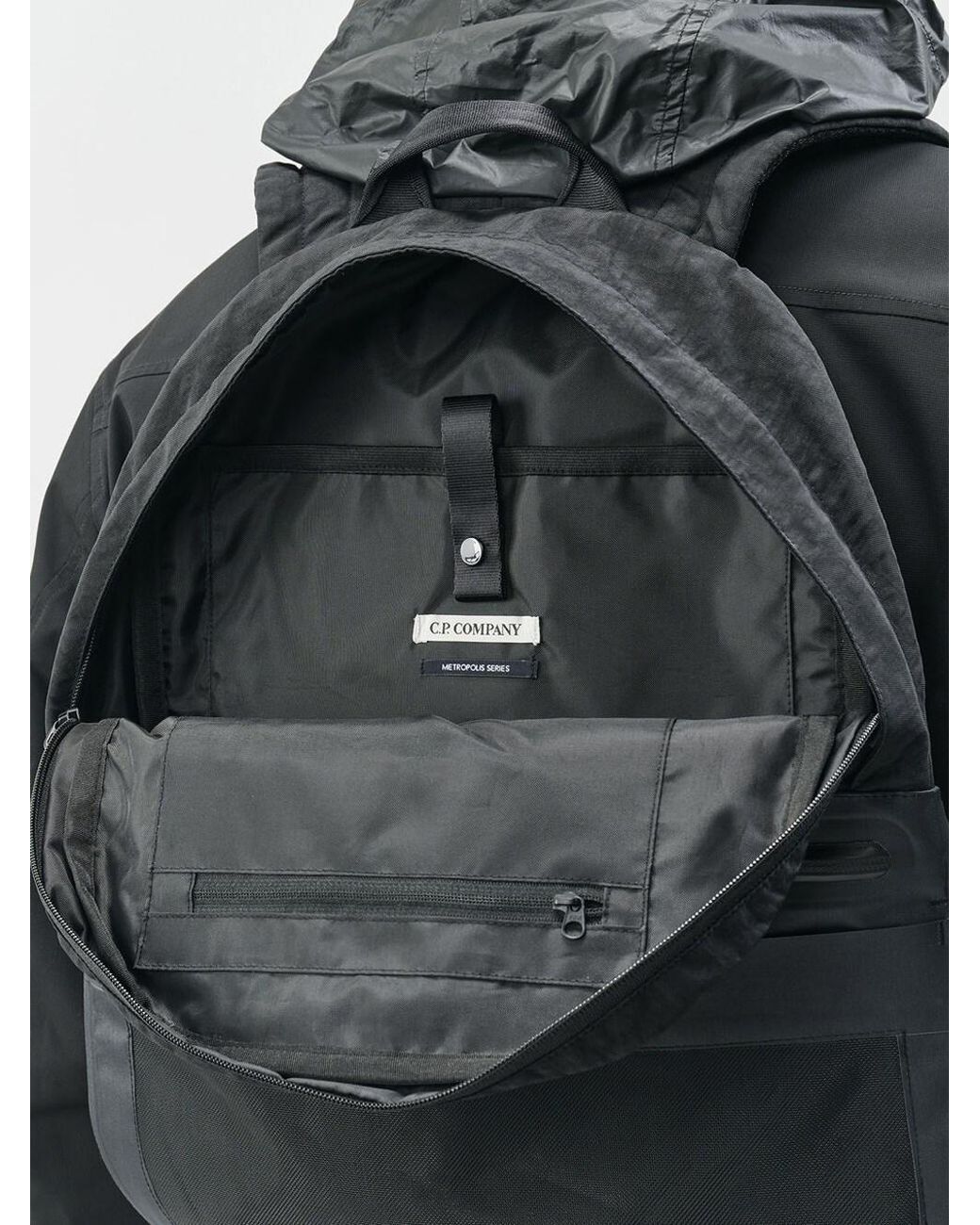 C P Company Black Metropolis Series Backpack In Quartz Fabric for men