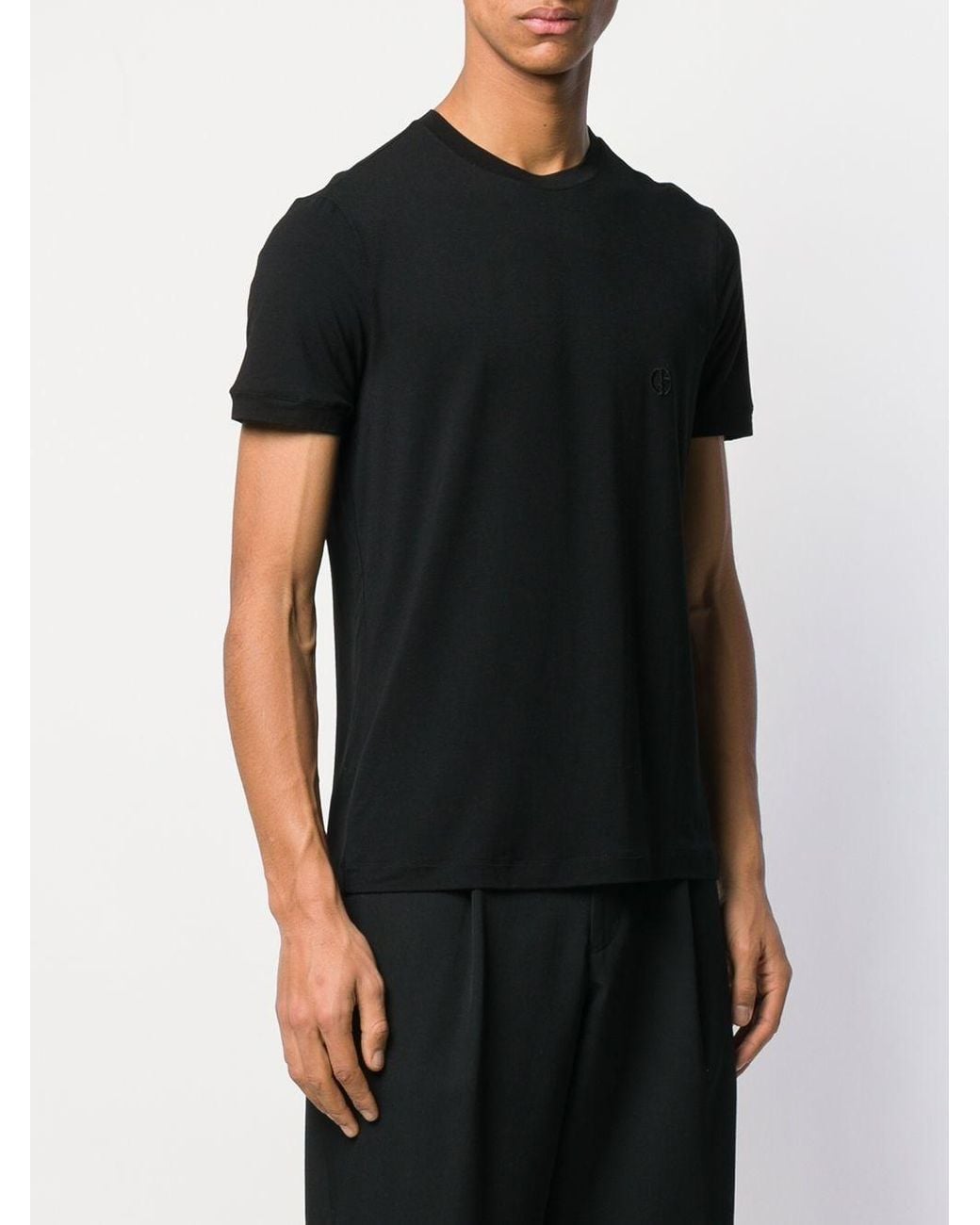 Giorgio Armani Black Slim Fit Cotton T Shirt for men