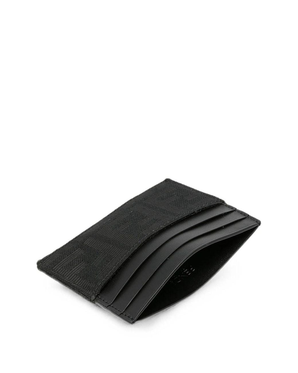Fendi Black Portacarte Ff Jacquard Zucca E Pelle