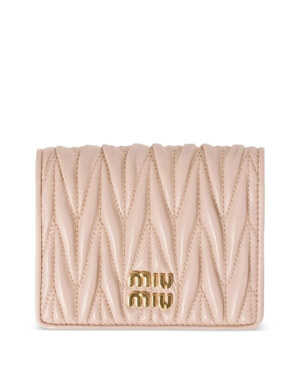Miu Miu Pink Small Matelassé Nappa Leather Wallet