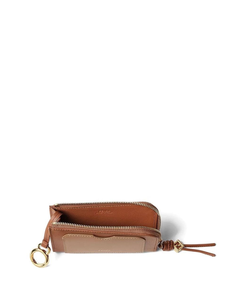 Fendi Brown Card Case Pouch With Zip