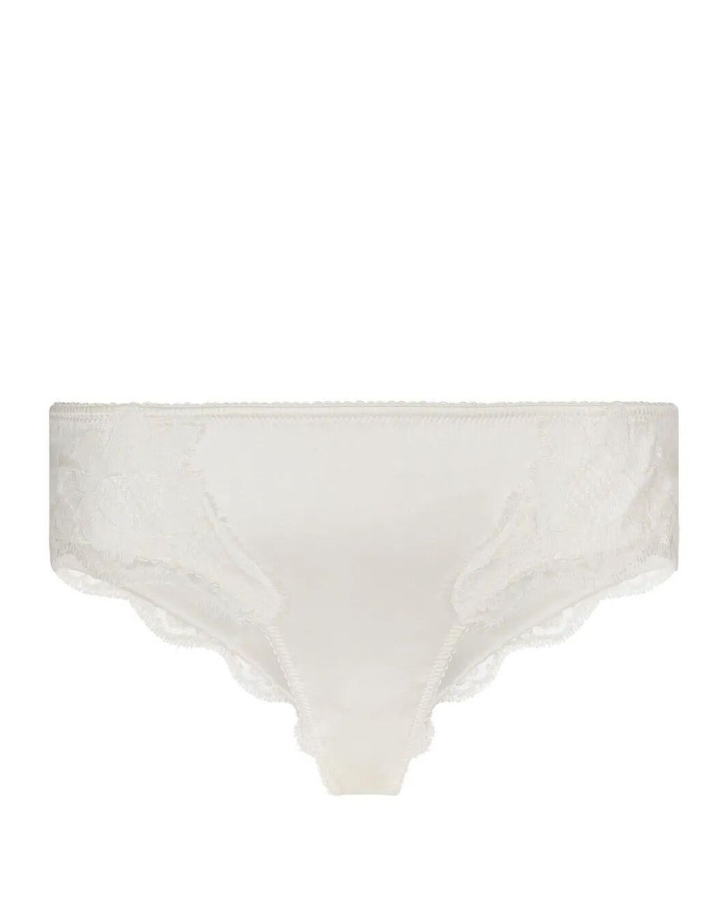 Dolce & Gabbana White Satin Briefs With Lace Detailing