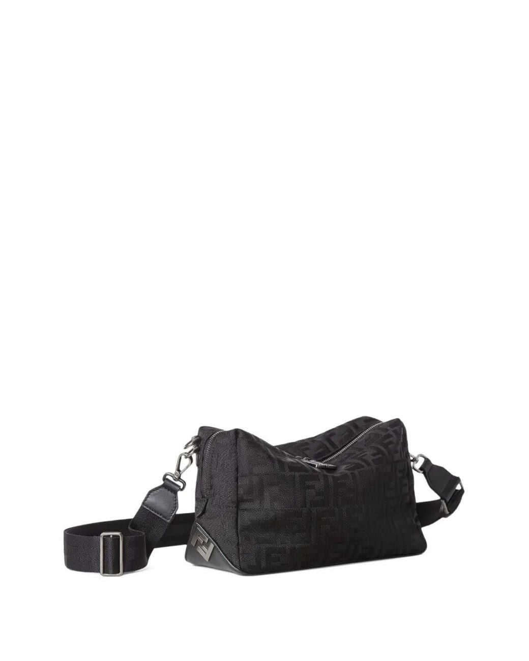 Fendi Black Squared Ff Lui Medium Leather And Nylon Bag for men