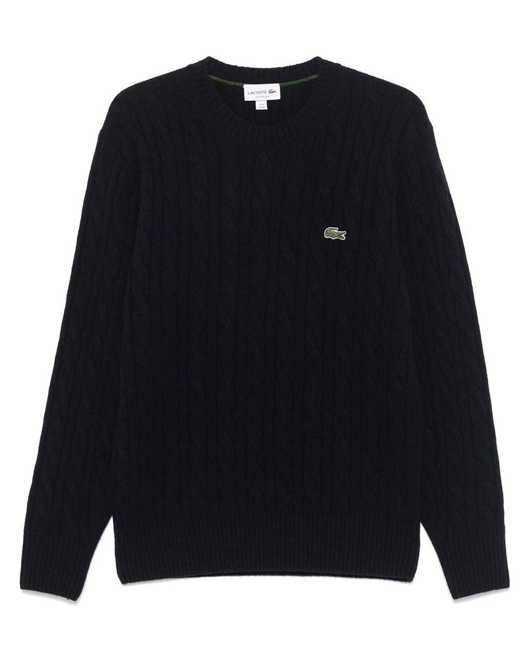 Lacoste Blue Crew-neck Cable Knit Sweater In Carded Wool for men