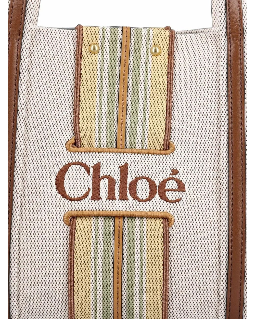 Chloé White Tote Bag "Woody Loop" Piccola