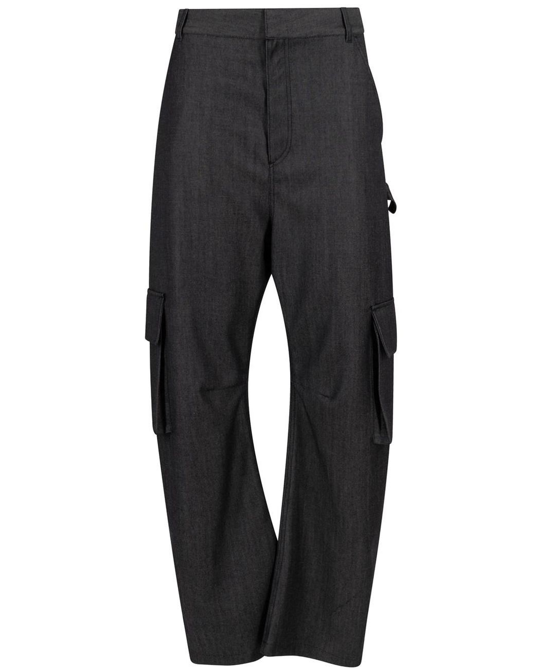 Balenciaga Blue Barrel Leg Wool Cargo Pants
