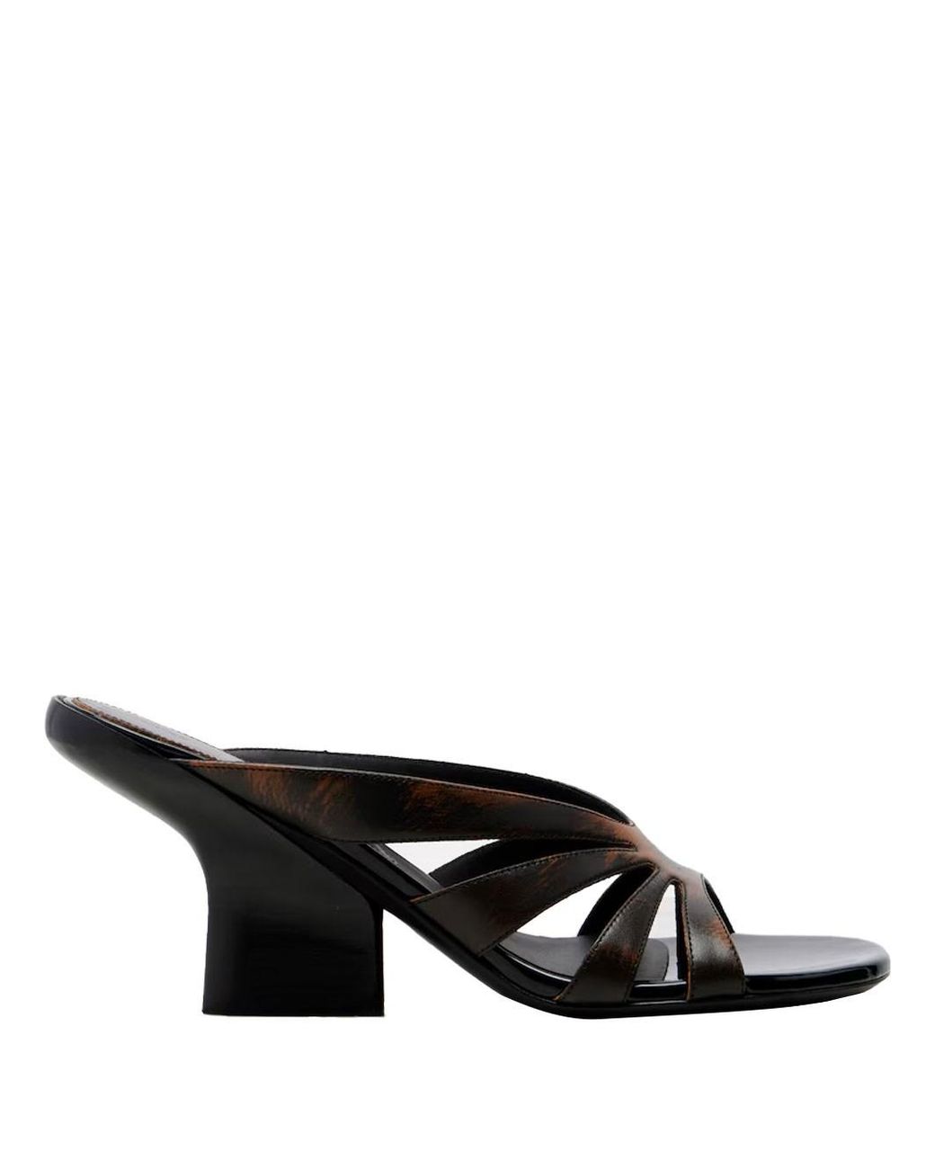 Dries Van Noten Black Distressed-Effect Leather Wedge Mule