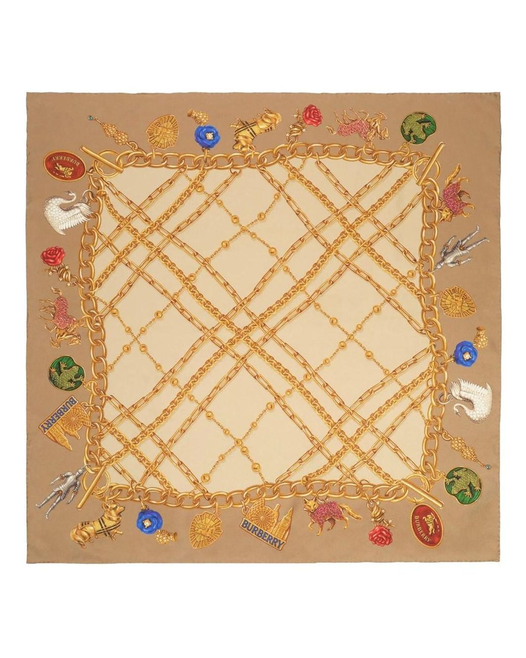 Burberry Metallic Check Charm Silk Scarf