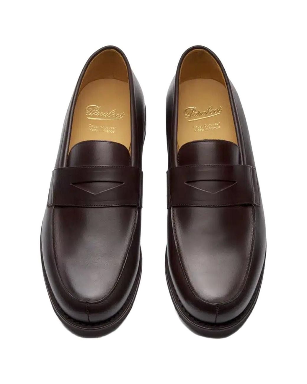 Paraboot Brown Adonis Leather Penny Loafers for men