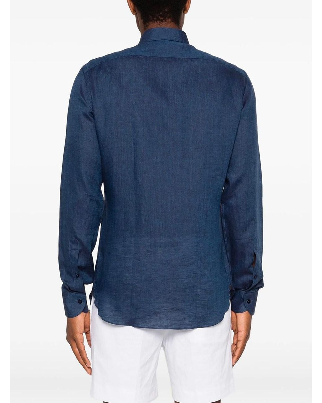 Borriello Blue Linen Long-slevee Shirt for men