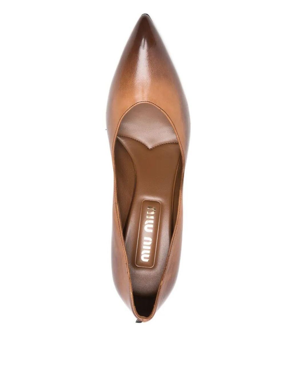 Miu Miu Brown Ayers Vintage-Effect Leather Pumps Shoes