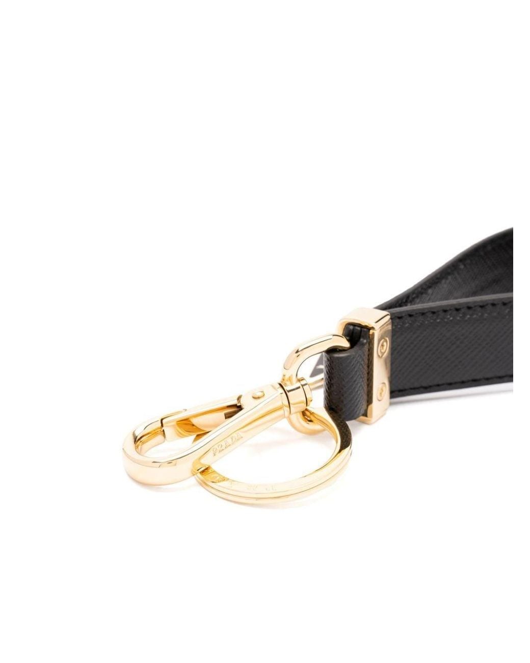 Prada White Saffiano Leather Key Ring