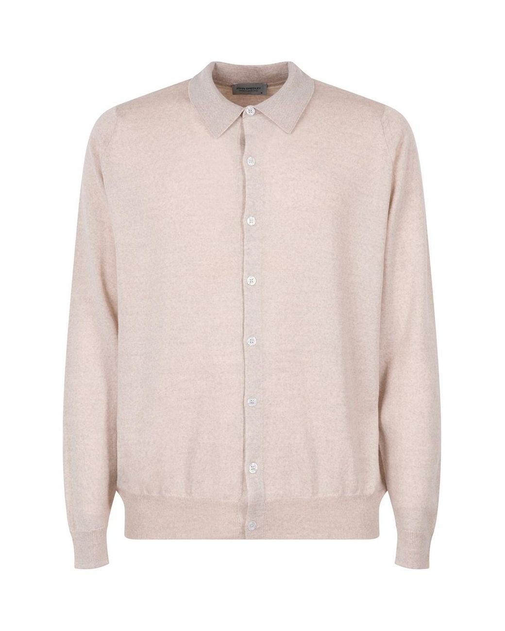 John Smedley Pink Extrafine Polo Cardigan for men