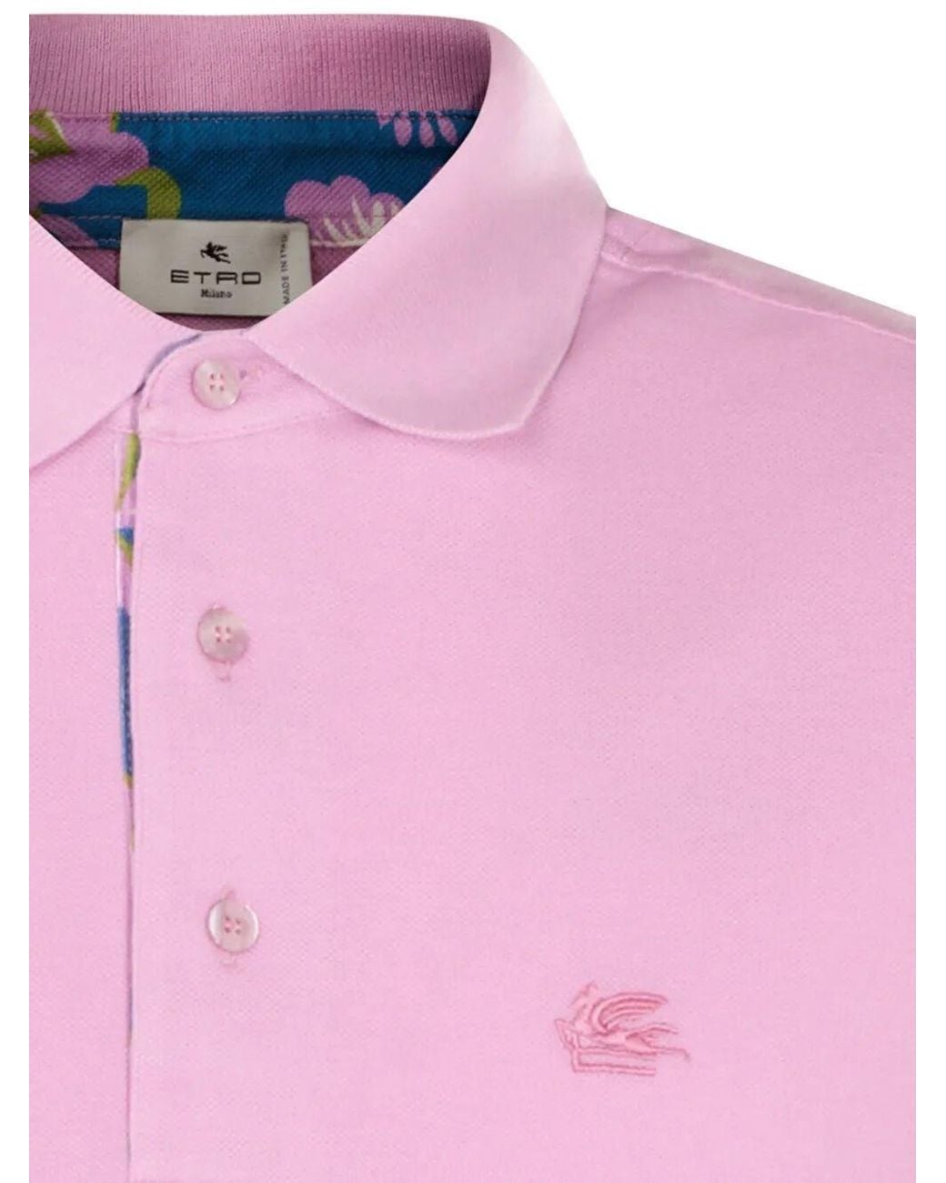 Etro Pink Polo Roma Printed Details for men