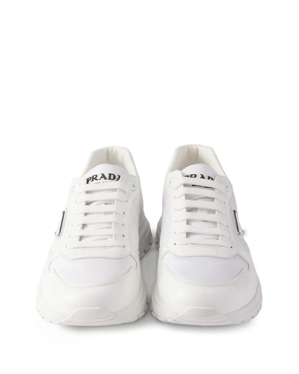 Prada White Prax 01 Re-Nylon And Brushed Leather Sneakers for men