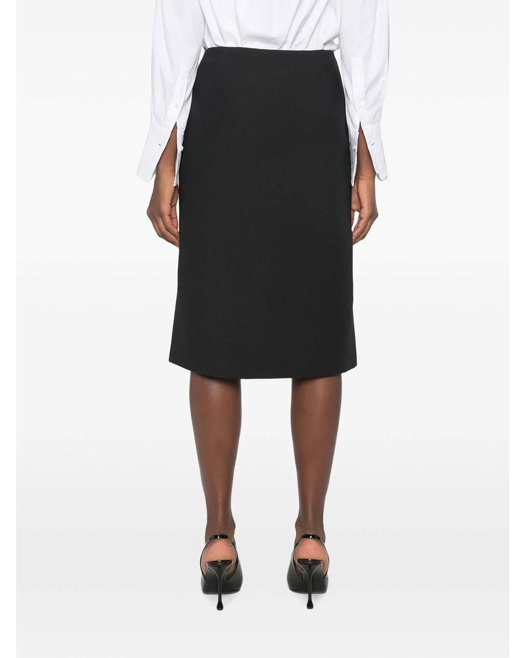 Fendi Black Wool And Silk Pencil Skirt By