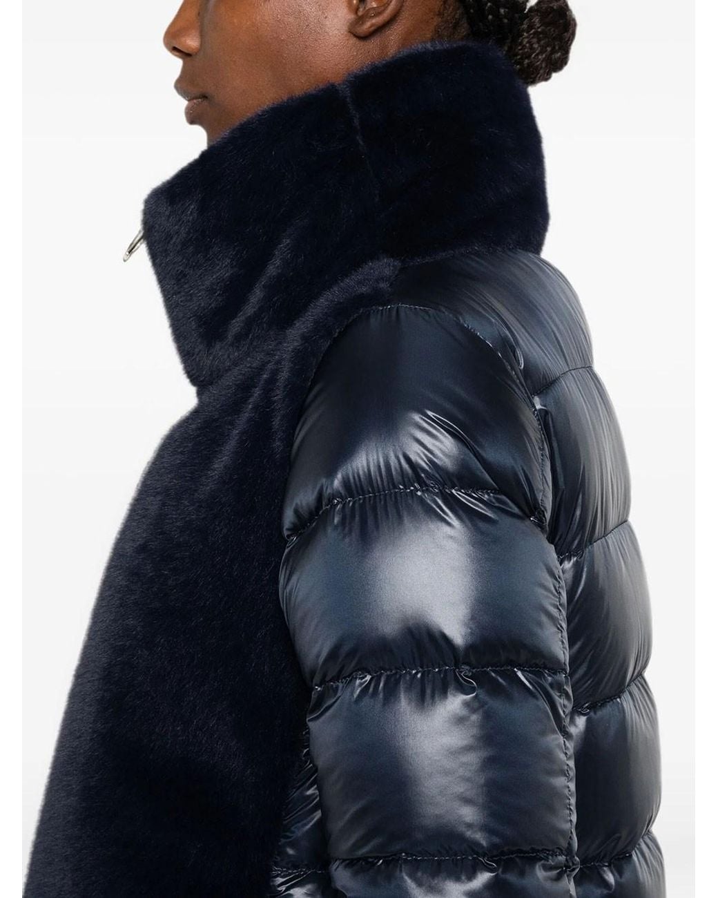 Herno Blue Padded Faux-Fur Zip Jacket