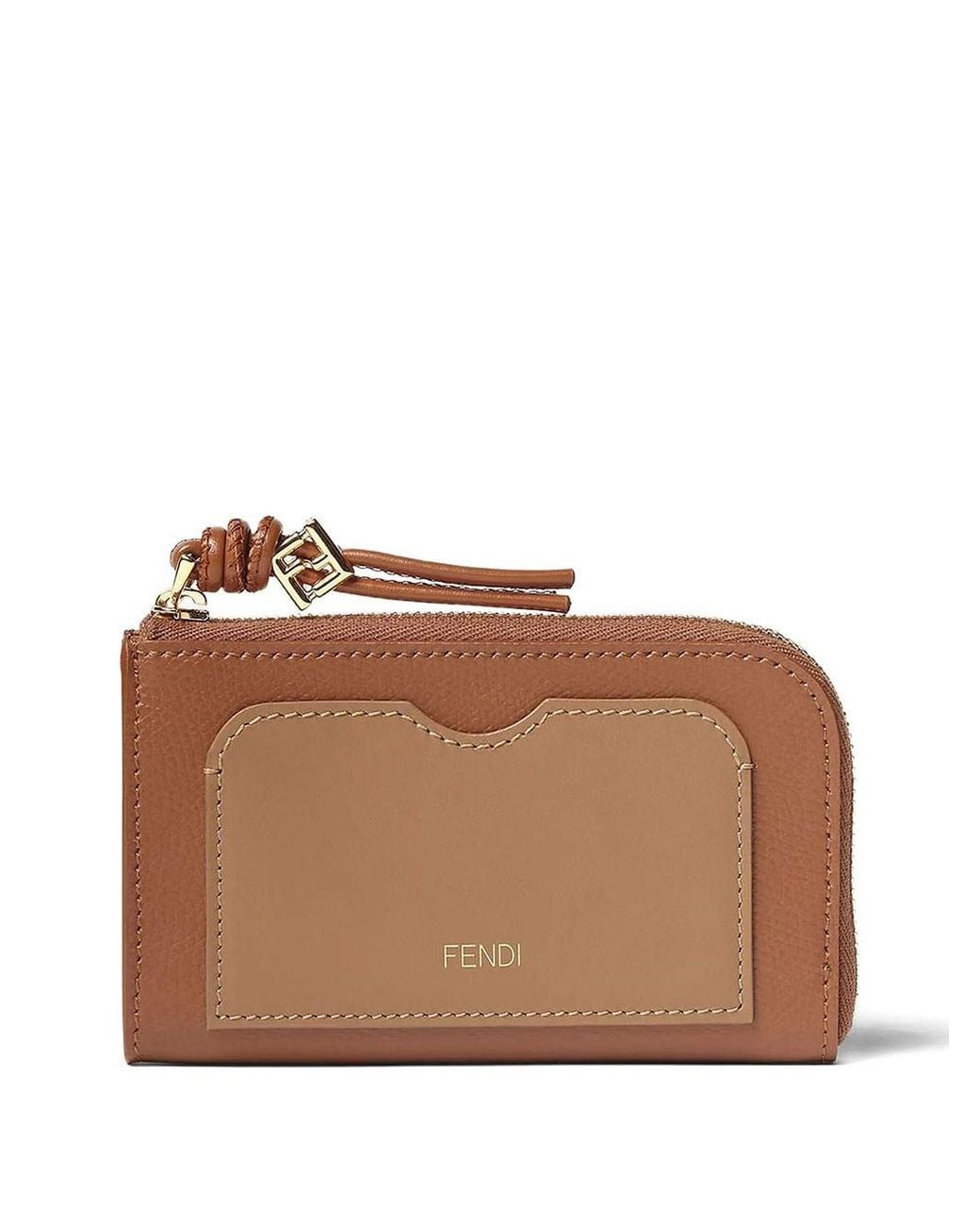 Fendi Brown Card Case Pouch With Zip