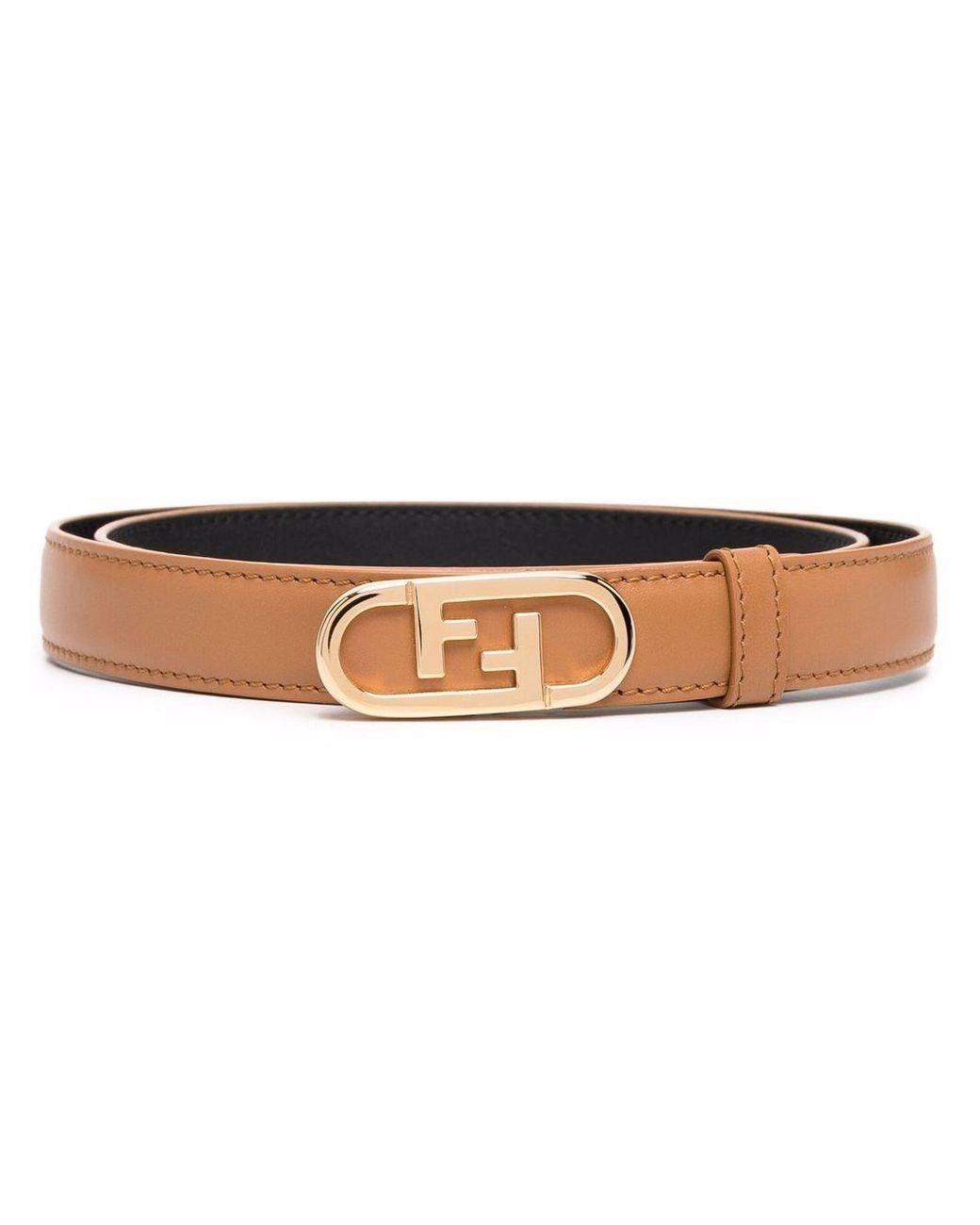 Fendi Leather Logo-buckle Belt in Brown 