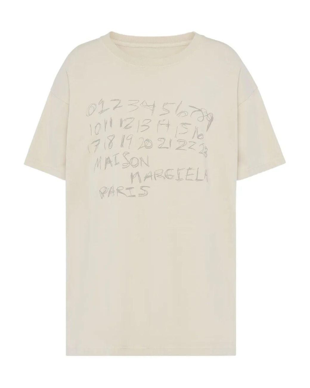Maison Margiela Natural Numerical Cotton T-Shirt Clothing