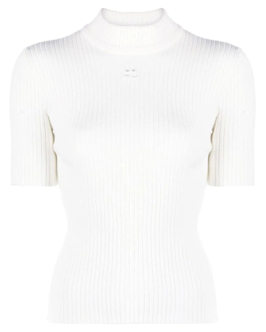 Courreges White Reedition Knit Ss Jumper