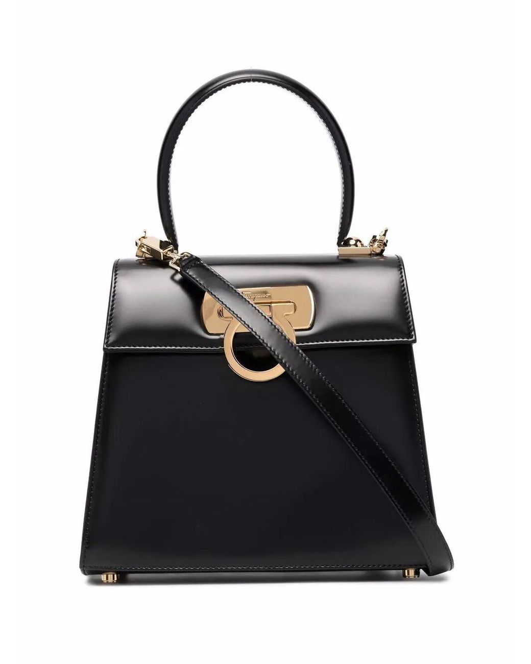 Ferragamo Black Iconic Small Top Handle Bag